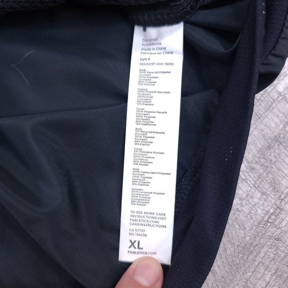 Fabletics Mens Windbreaker Jacket XL Black Interval Vented Lightweight Full Zip - Picture 8 of 8